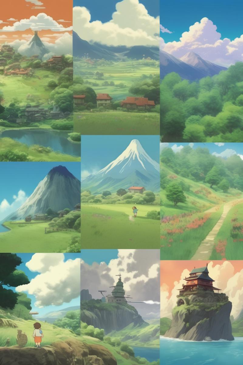 00081-4206301289-_lora_Studio Ghibli Style_1_Studio Ghibli Style - Design a poster that showcases the beautiful landscapes and scenery from Studi.png